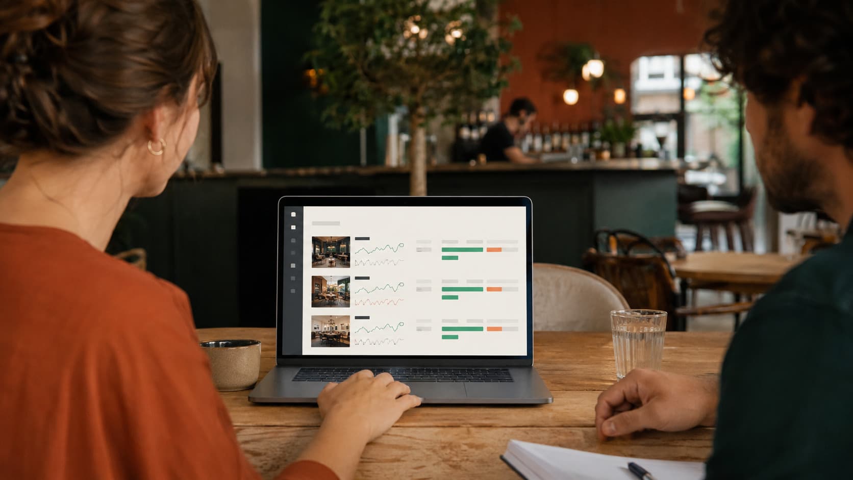 Comparison table of performance metrics across several locations of a restaurant network
