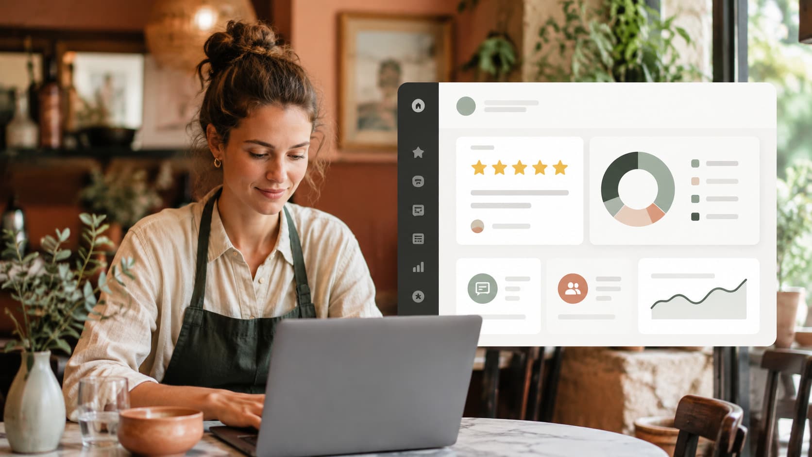 Feature icons included in a Google review software plan under 50 euros