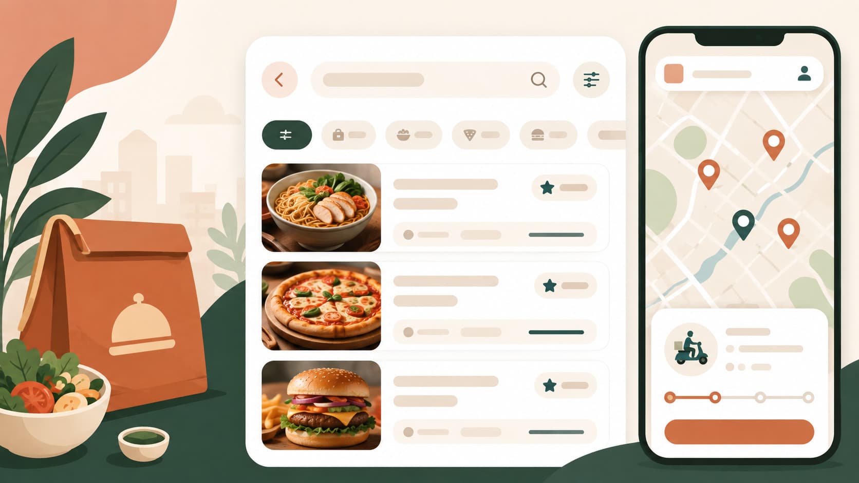 Delivery app showing a restaurant's rating next to search results