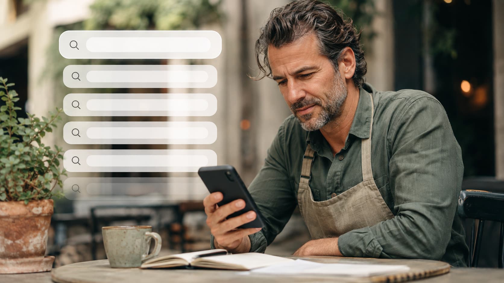 Exemple de recherche Google avec suggestions de mots-clés liés à un restaurant