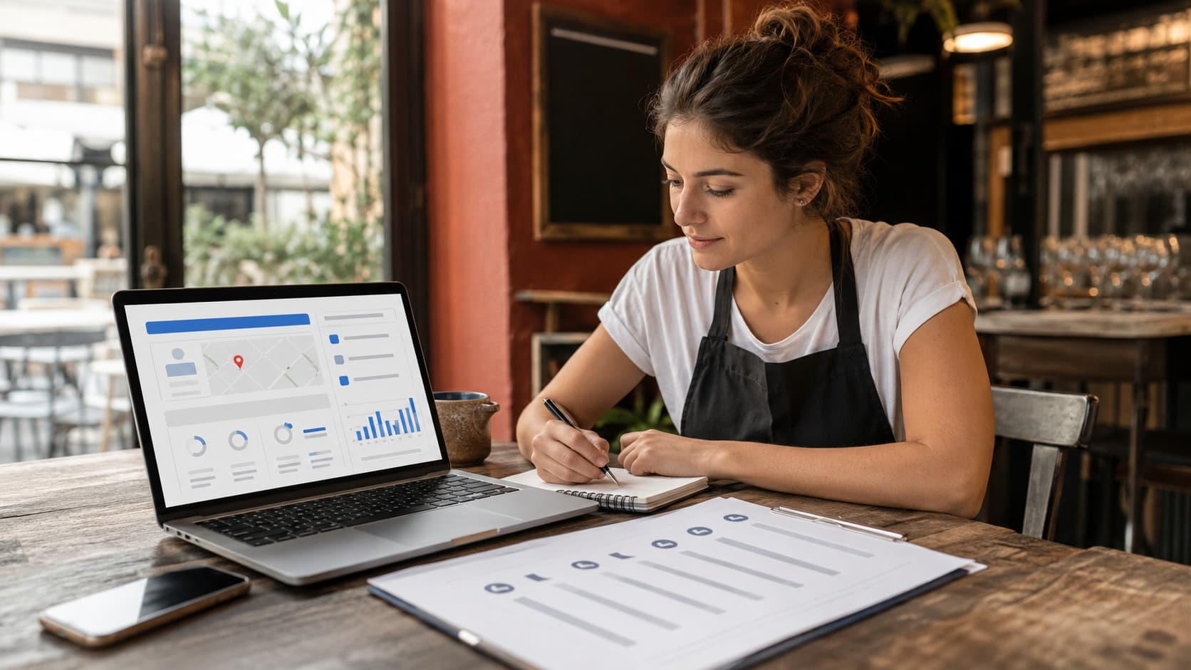 Preparation checklist for a restaurant opening showing the key online visibility steps