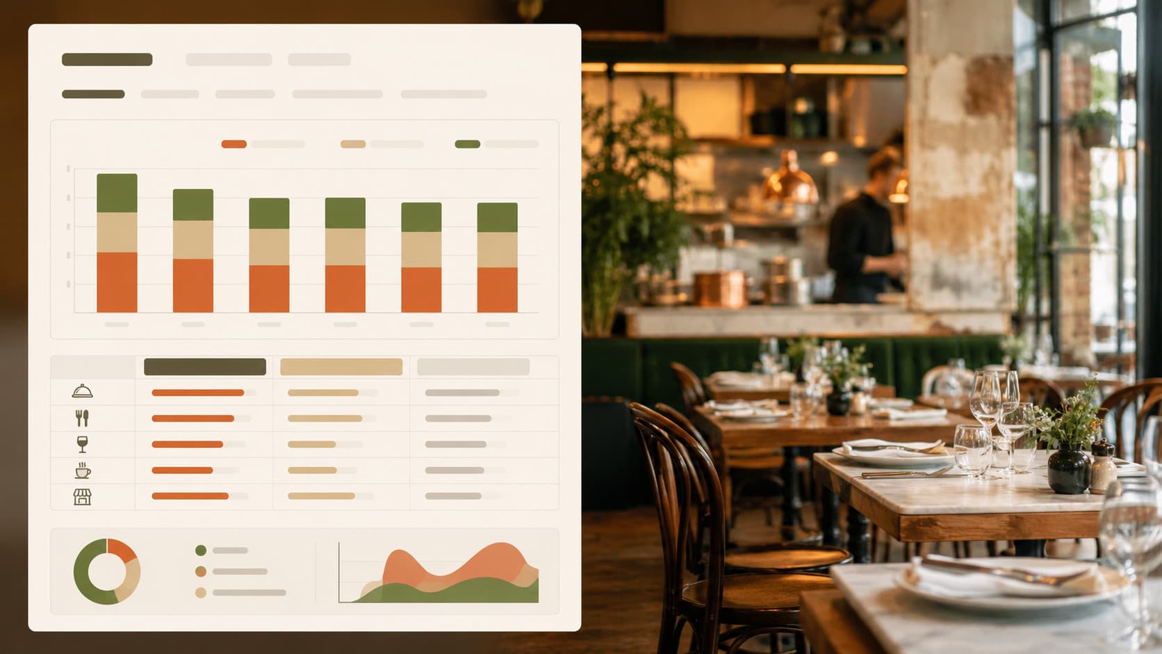 Table of food cost ratios by restaurant segment in France