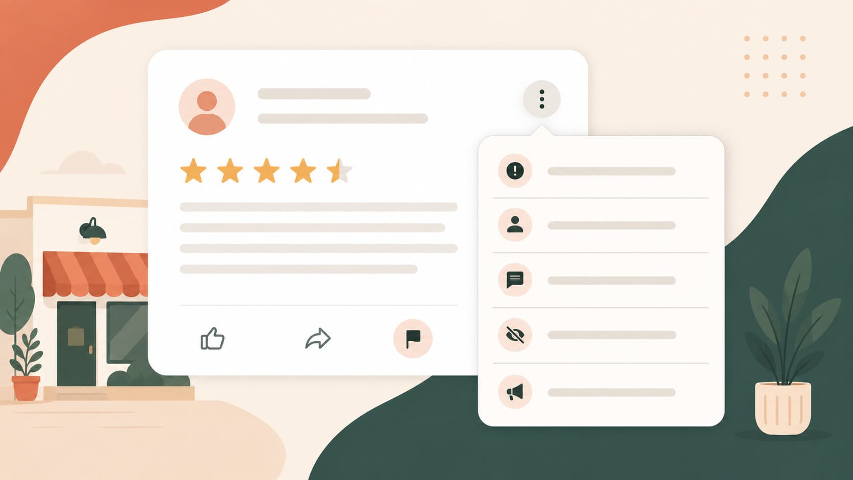 Report menu for a review on a Google Business Profile listing