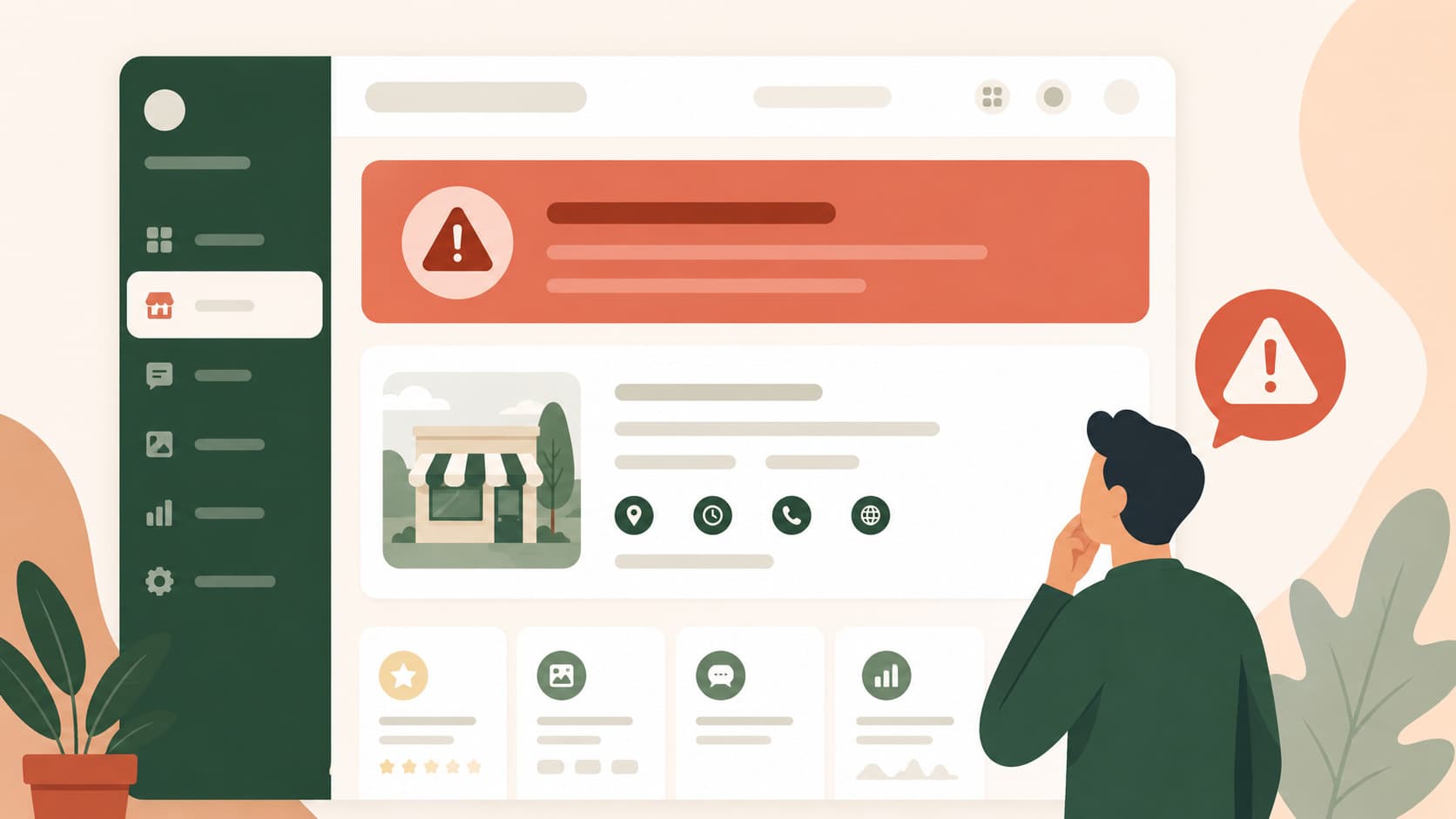 Message d'avertissement de suspension sur une fiche Google Business Profile