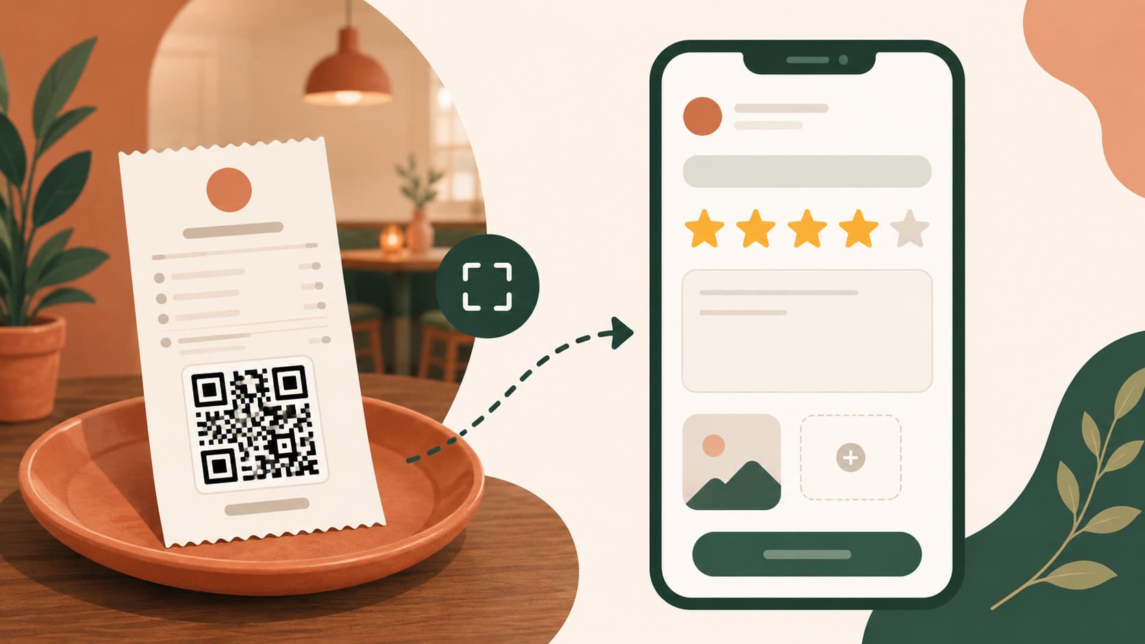 QR code sur une addition de restaurant menant au formulaire d'avis Google